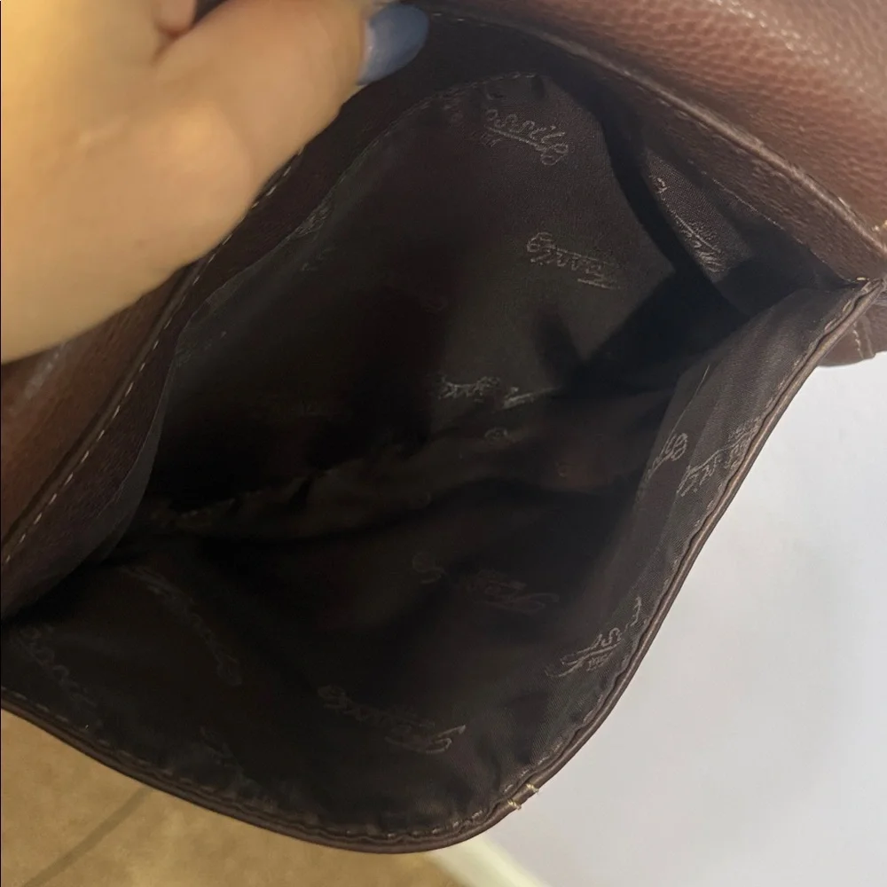 Vintage Fossil Women Brown Pebbled Leather Classic Shoulder Bag